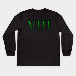 Green Roman Numeral 8 VIII Kids Long Sleeve T-Shirt